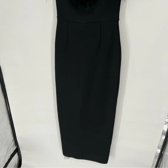 NWT Catchall Naomi Black Strapless Feather Trimmed Bandage Maxi Bodycon Dress - Picture 6 of 16